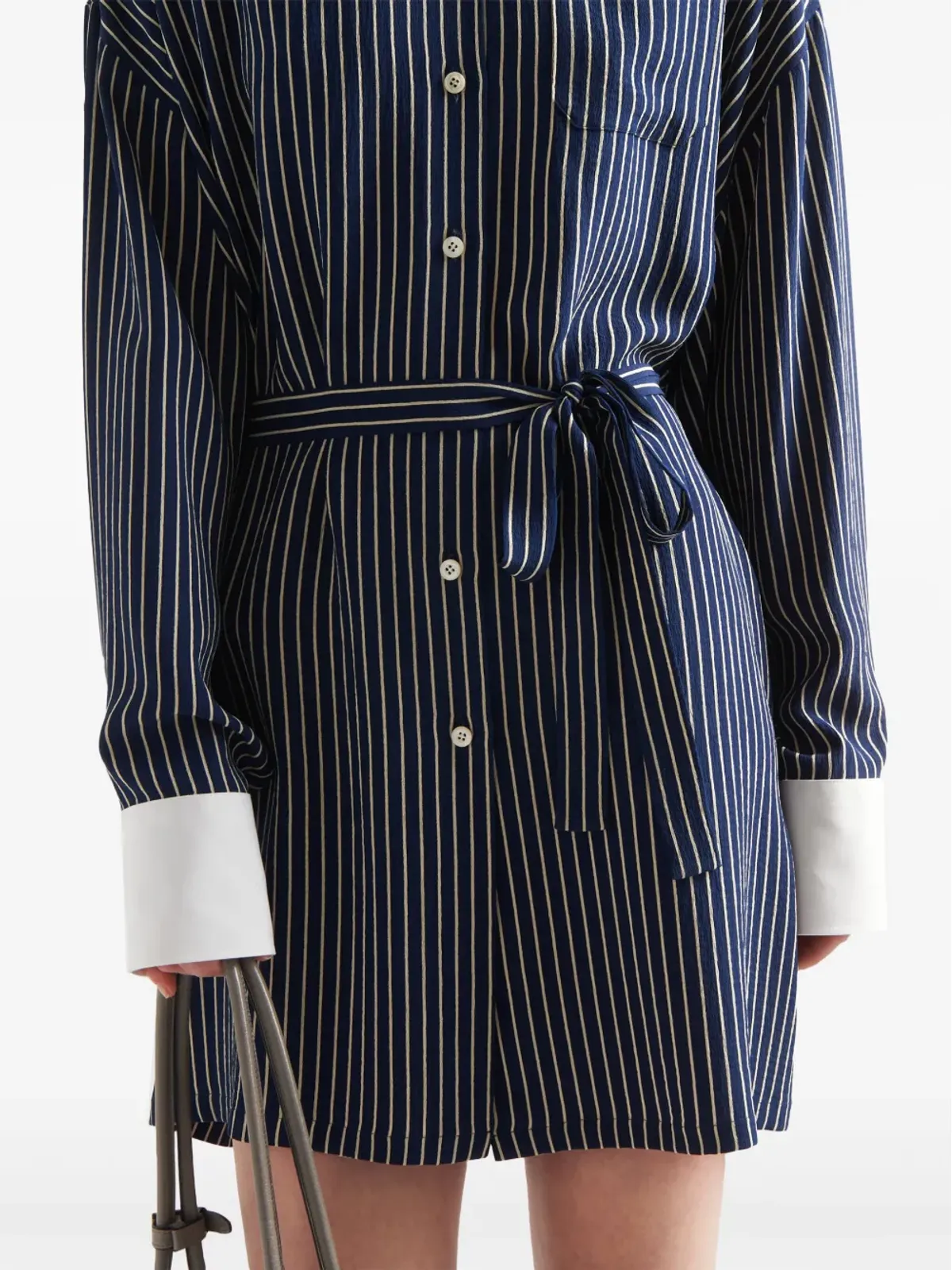 Prada ストライプ柄シルクシャツ - 画像5