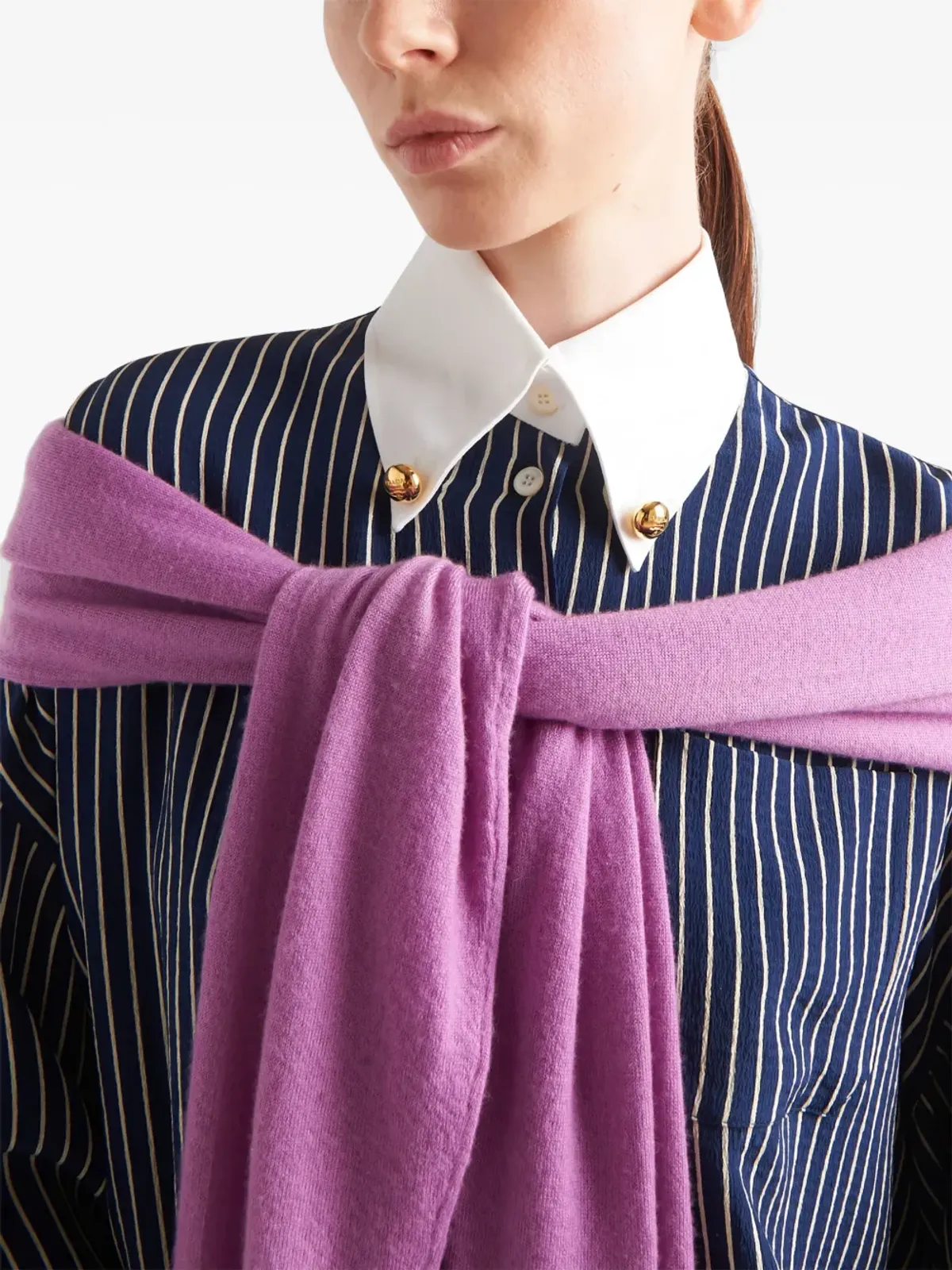 Prada ストライプ柄シルクシャツ - 画像4