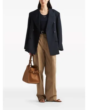 Prada エナメルトライアングル ロゴ コットントップ - ブルー - サムネイル2