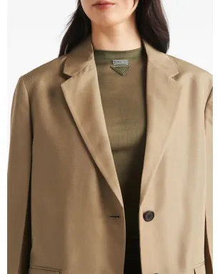 Prada シングルブレスト シルクブレザー グリーン - サムネイル4