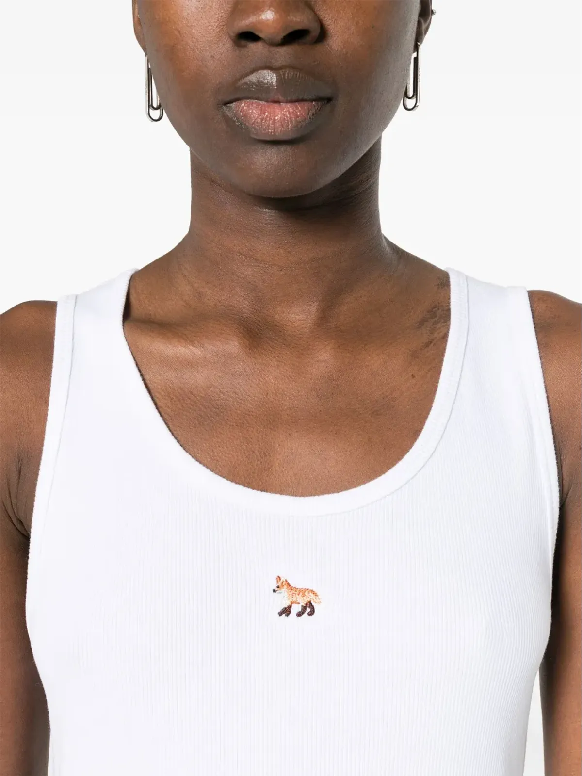 Maison Kitsuné キツネモチーフのリブ編みタンクトップ - ホワイト - 画像5