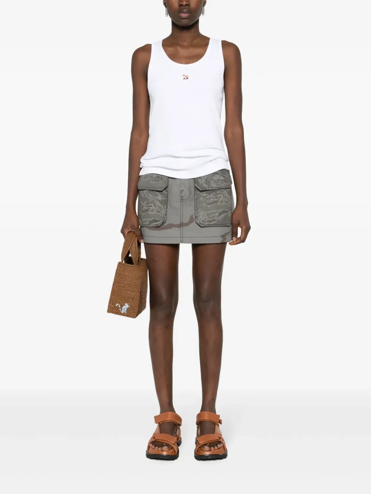 Maison Kitsuné キツネモチーフのリブ編みタンクトップ - ホワイト - 画像2