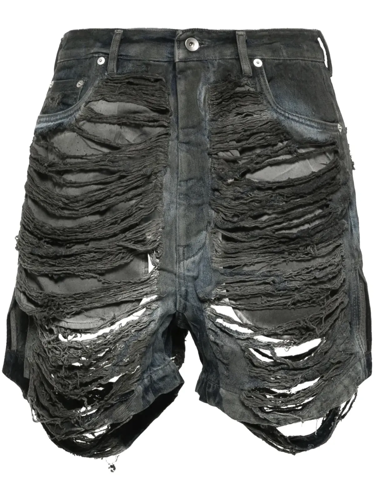 Rick Owens DRKSHDW ダメージデニムショートパンツ - グレー - 画像1