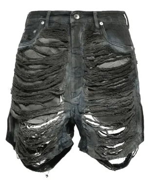 Rick Owens DRKSHDW ダメージデニムショートパンツ - グレー - サムネイル1