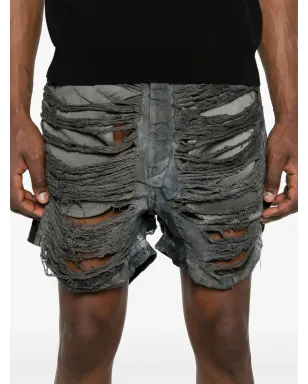 Rick Owens DRKSHDW ダメージデニムショートパンツ - グレー - サムネイル5
