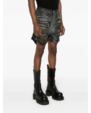 Rick Owens DRKSHDW ダメージデニムショートパンツ - グレー - サムネイル3