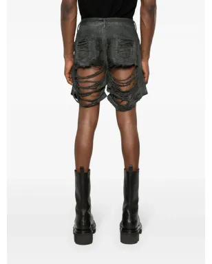 Rick Owens DRKSHDW ダメージデニムショートパンツ - グレー - サムネイル4