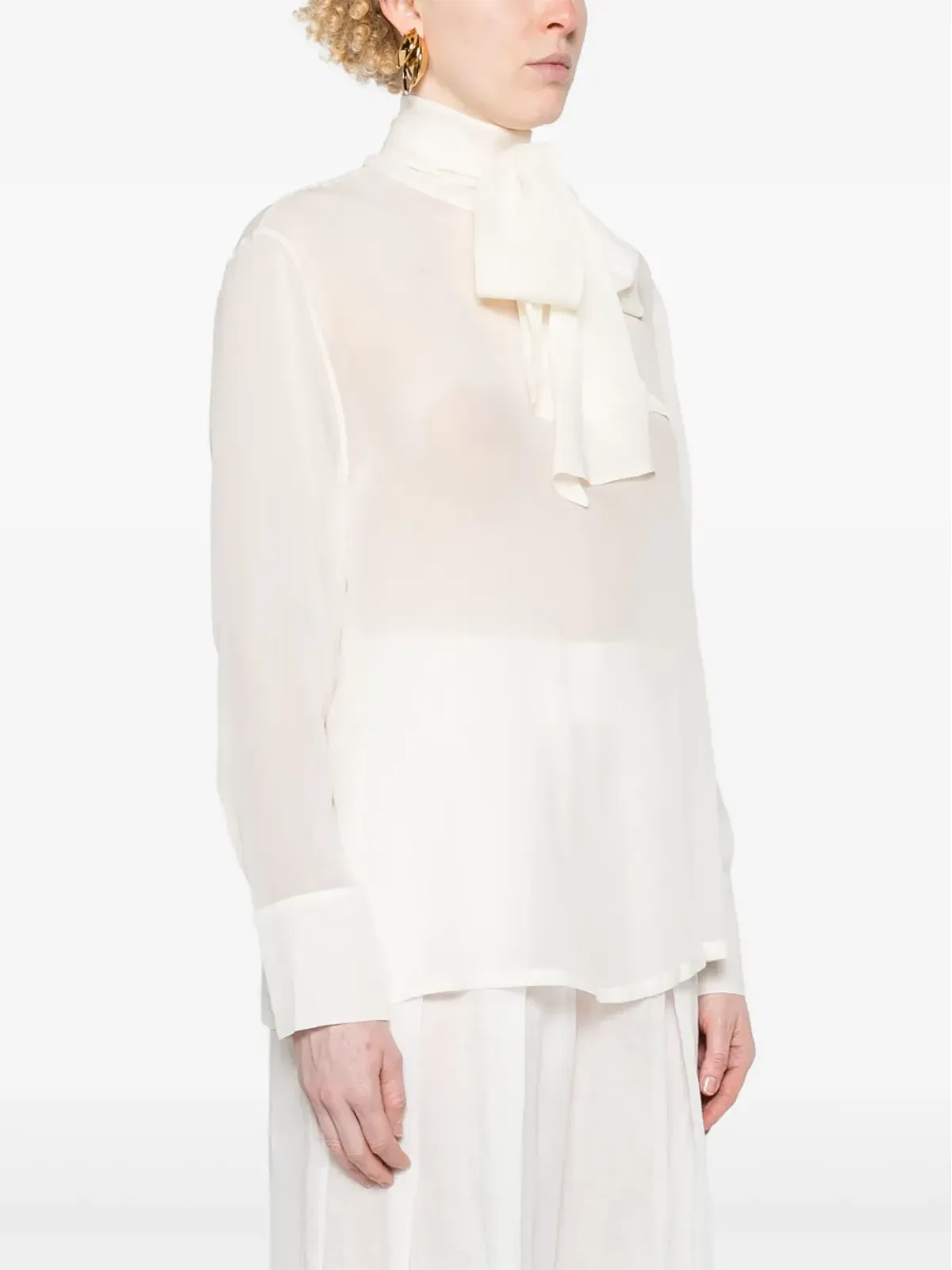 Fabiana Filippi 結びネックのシアーブラウス - 画像3
