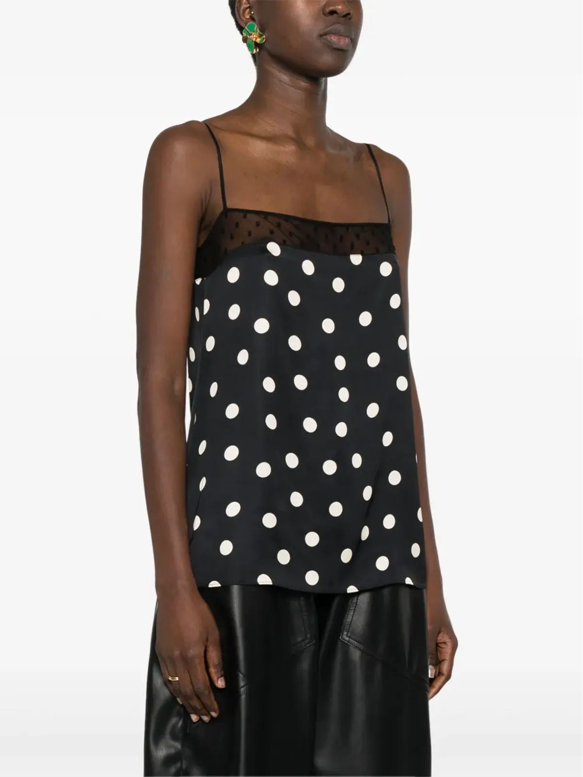 Stella McCartney ポルカドット サテントップ - ブラック - 画像3