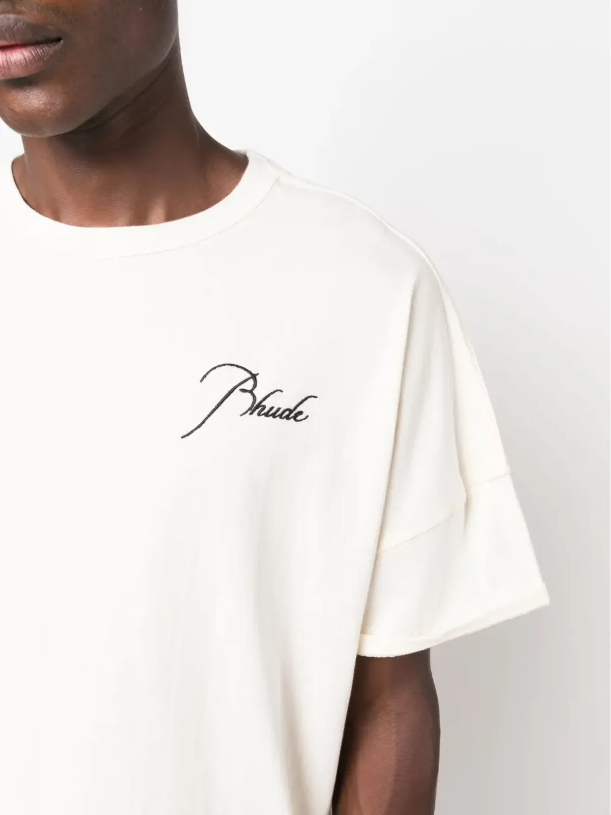 RHUDE ロゴ刺繍入りコットンTシャツ - 画像5