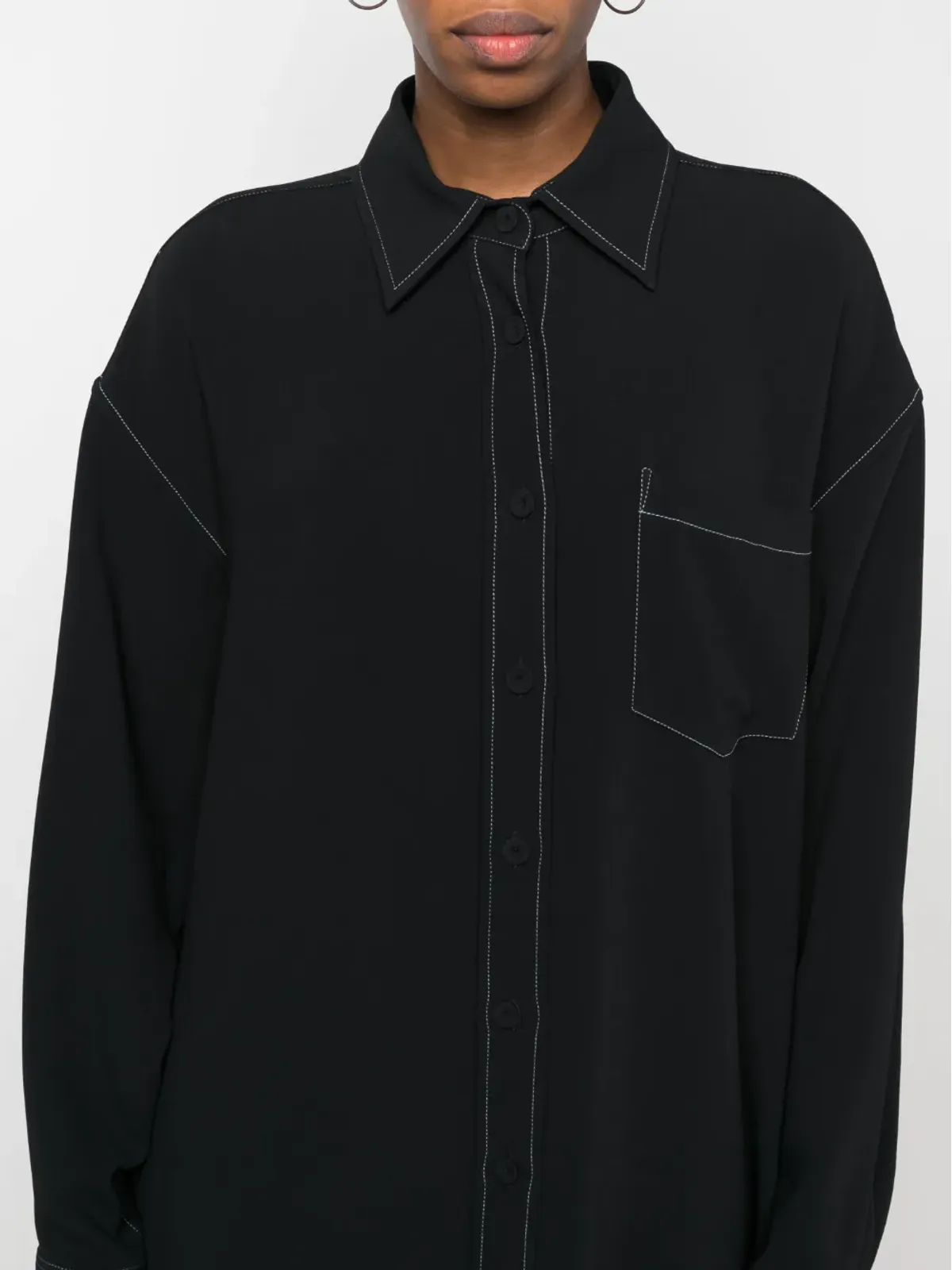 Stella McCartney コントラストステッチ長袖シャツ ブラック - 画像5