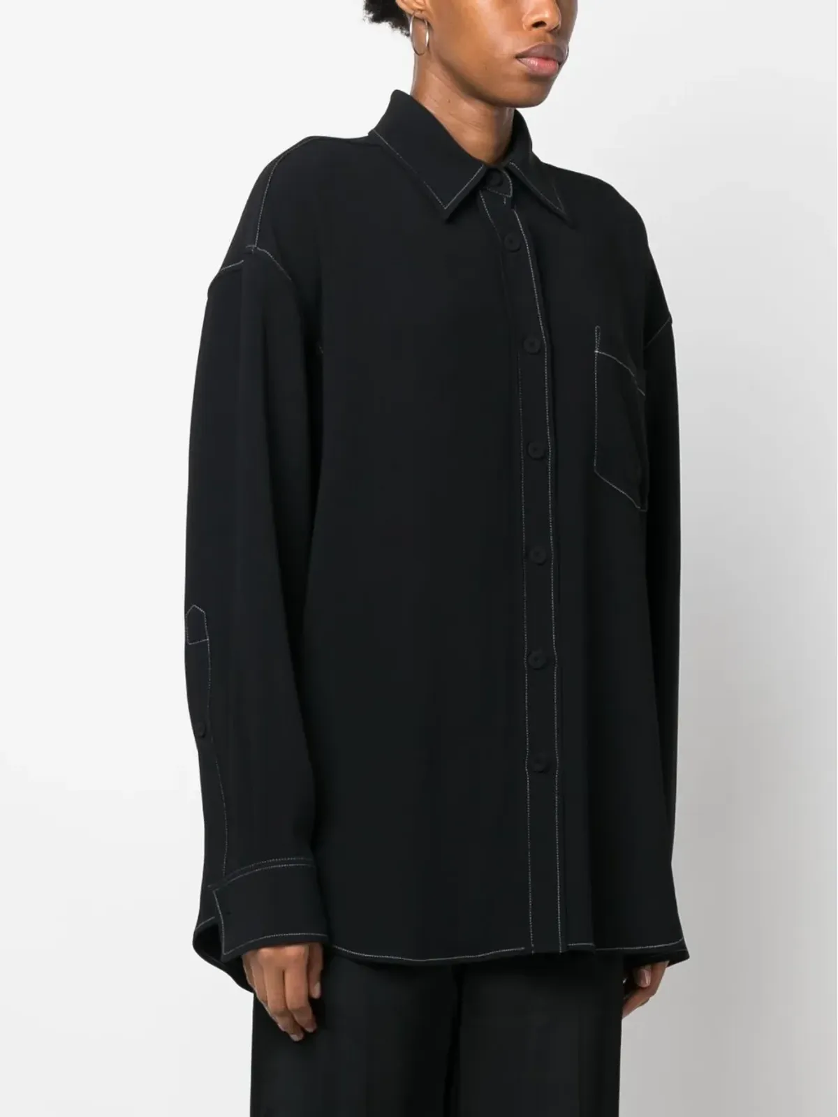 Stella McCartney コントラストステッチ長袖シャツ ブラック - 画像3