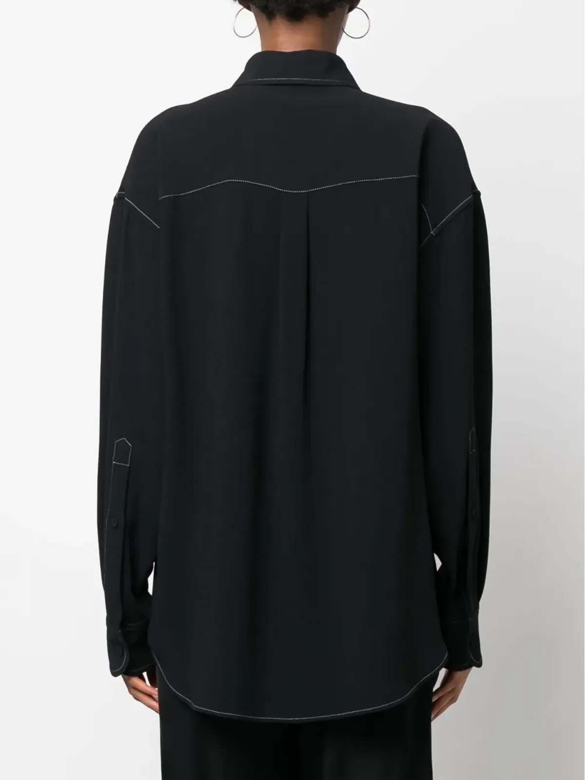 Stella McCartney コントラストステッチ長袖シャツ ブラック - 画像4