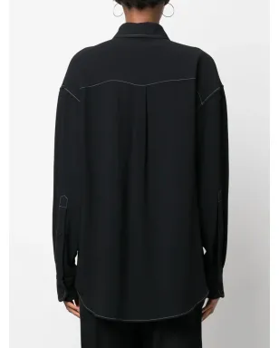 Stella McCartney コントラストステッチ長袖シャツ ブラック - サムネイル4