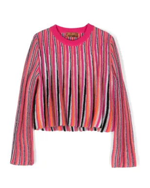 Missoni Kids ストライプ柄インターシャニット ジャンパー - ピンク - サムネイル1