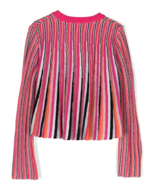 Missoni Kids ストライプ柄インターシャニット ジャンパー - ピンク - サムネイル2