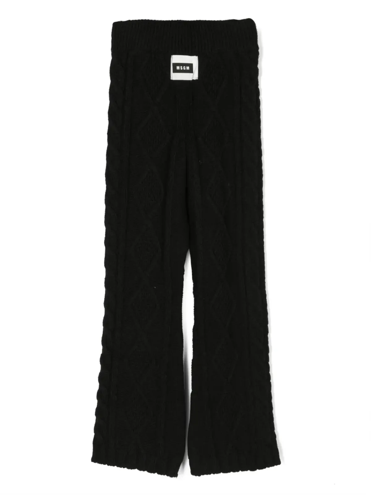 MSGM Kids ロゴパッチ ケーブルニット トラウザーズ - 画像2