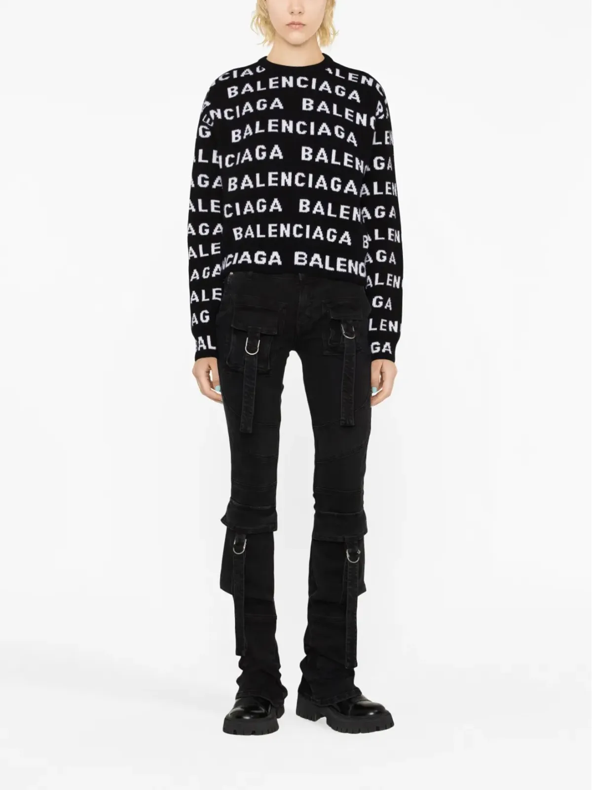 Balenciaga インターシャロゴ クルーネック セーター - 画像2