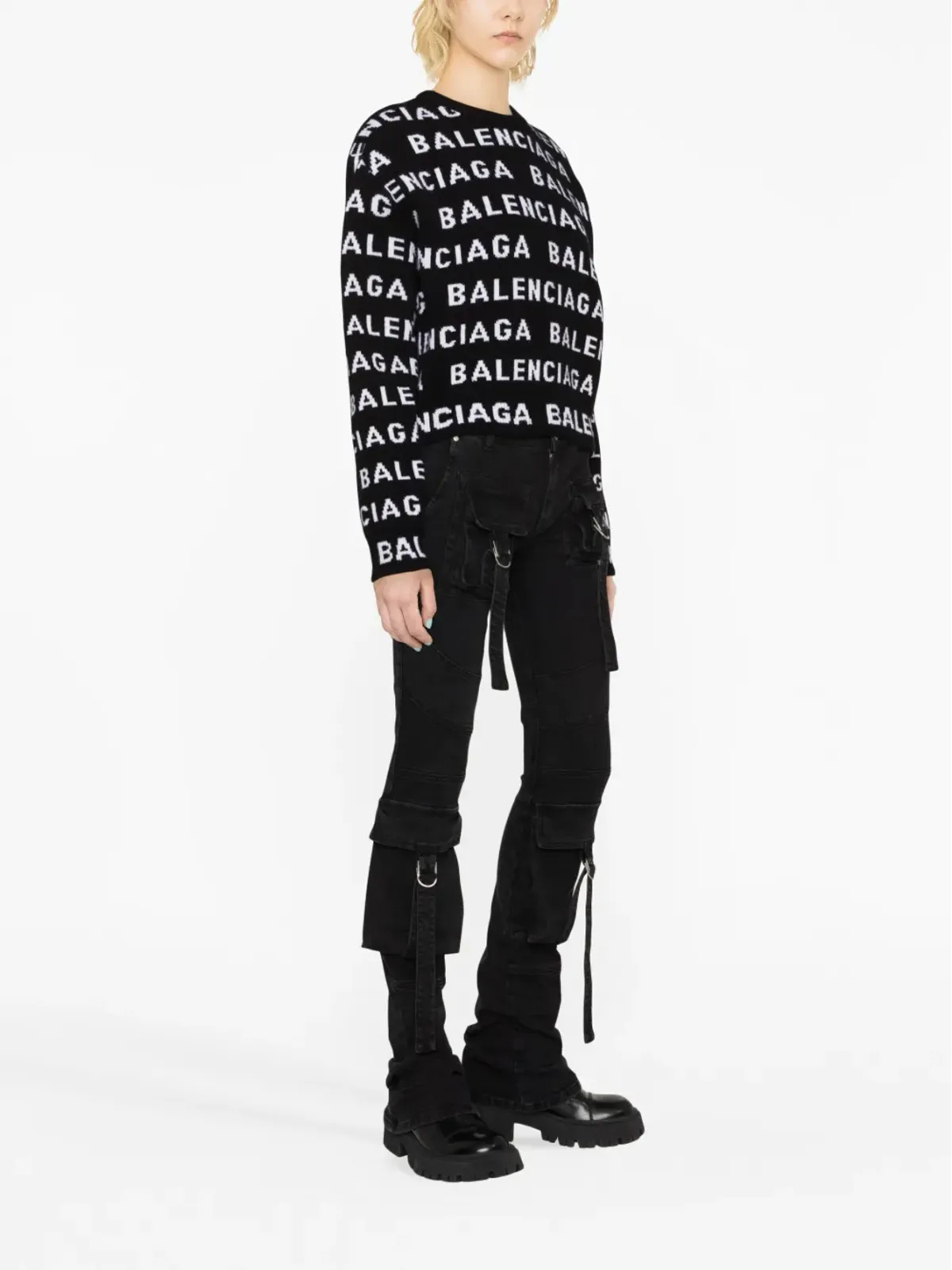 Balenciaga インターシャロゴ クルーネック セーター - 画像3