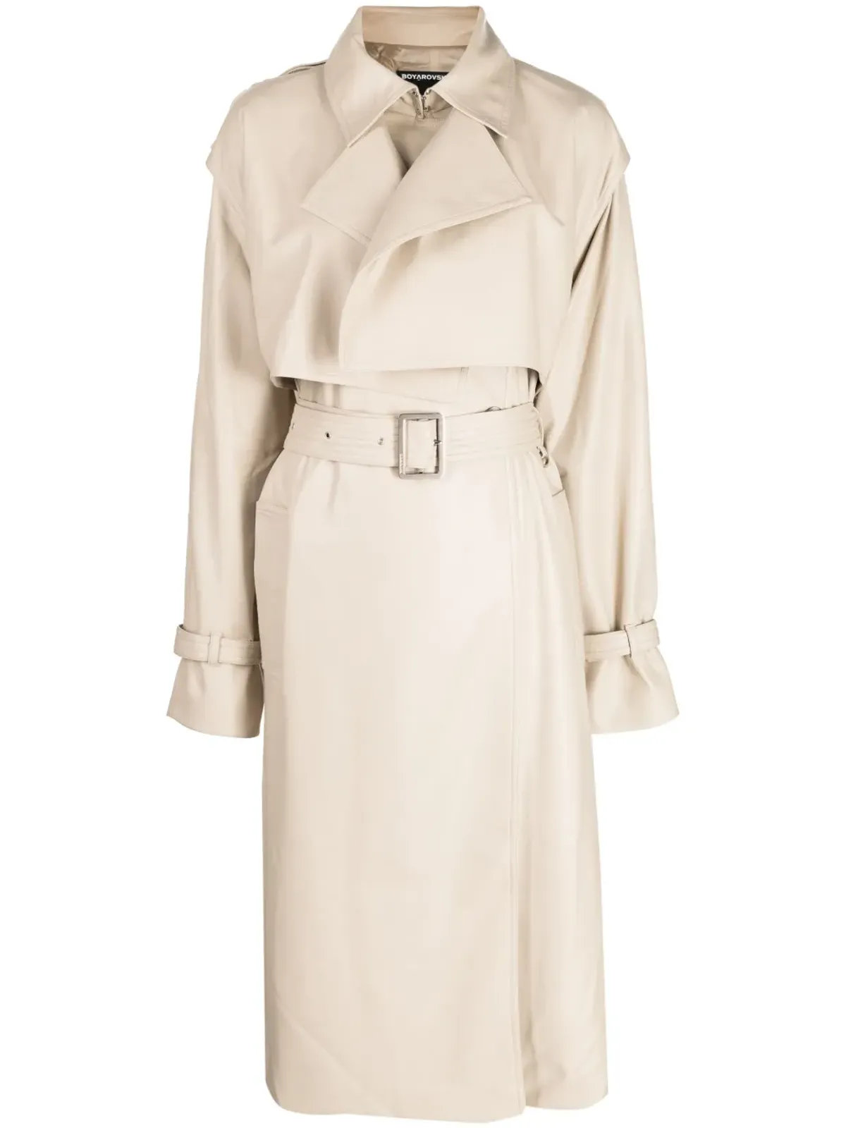 Boyarovskaya layered belted trench coat - Brown - 画像1
