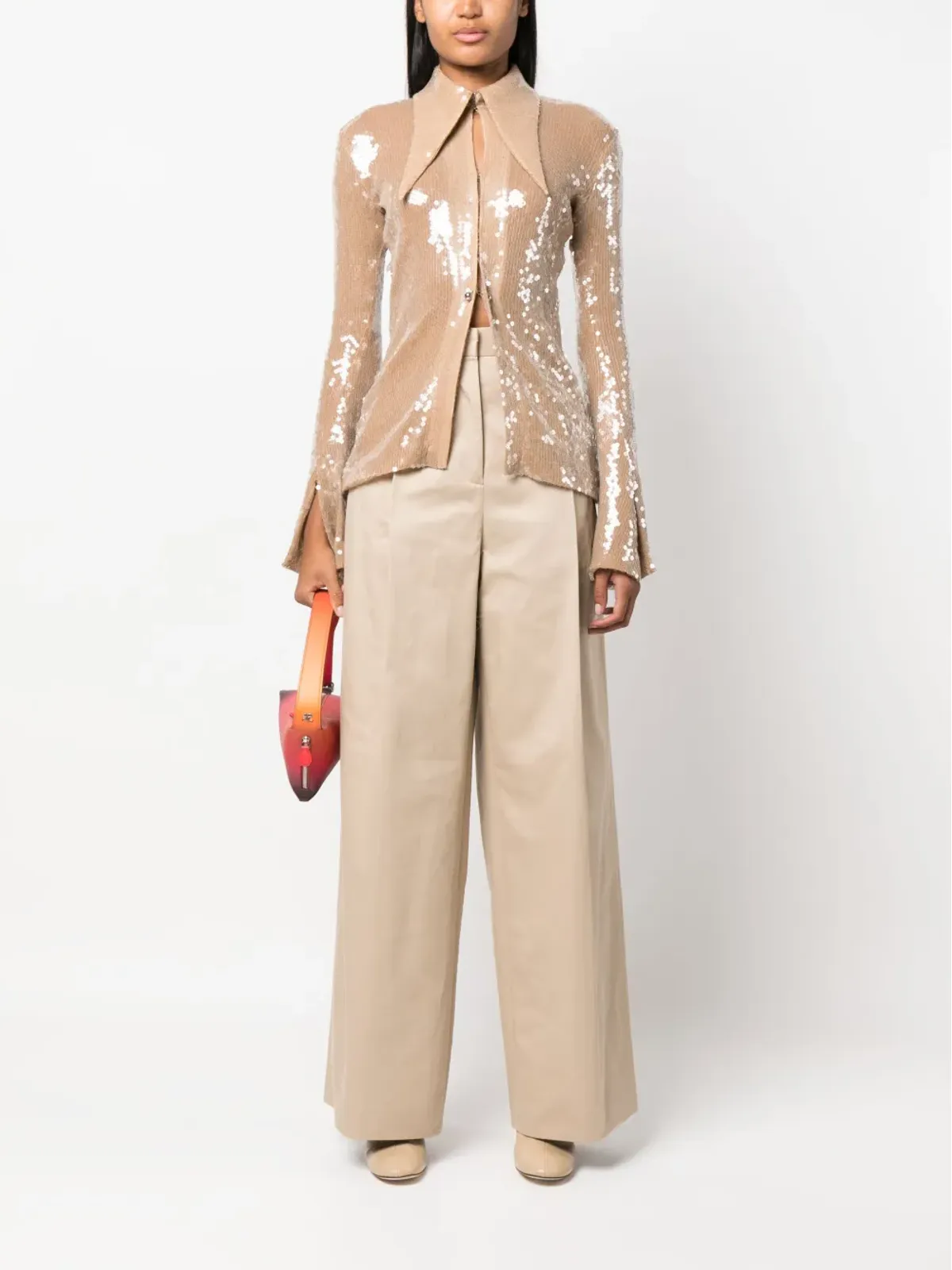 Lanvin wide-leg gabardine trousers - Neutrals - 画像2