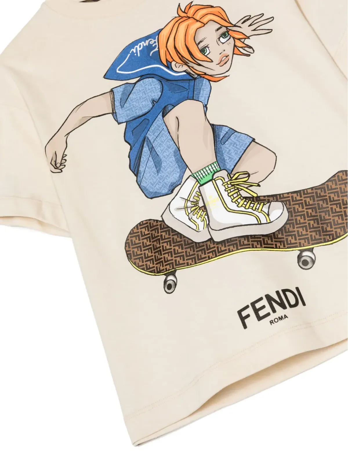 Fendi Kids グラフィックプリント コットン Tシャツ - ブラウン - 画像3