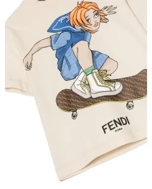 Fendi Kids グラフィックプリント コットン Tシャツ - ブラウン - サムネイル3