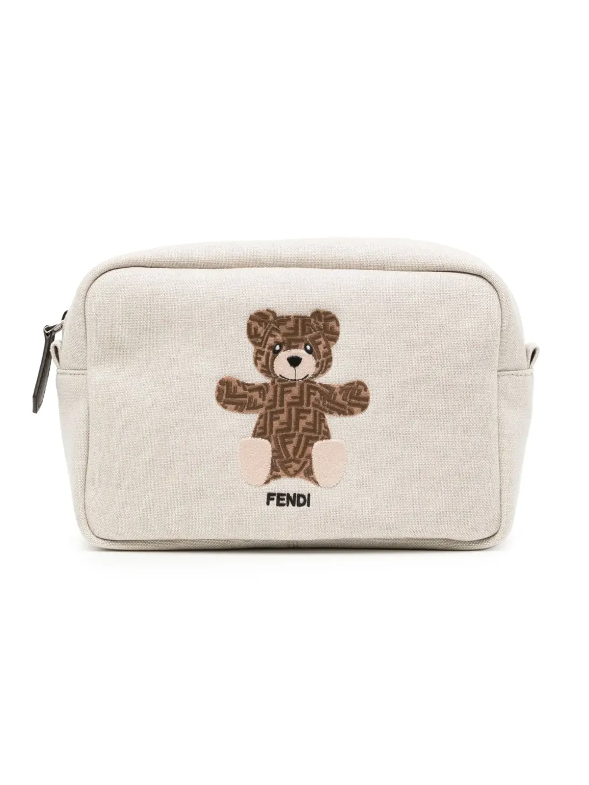 Fendi Kids FF テディベアのジップ式洗面バッグ - 画像1