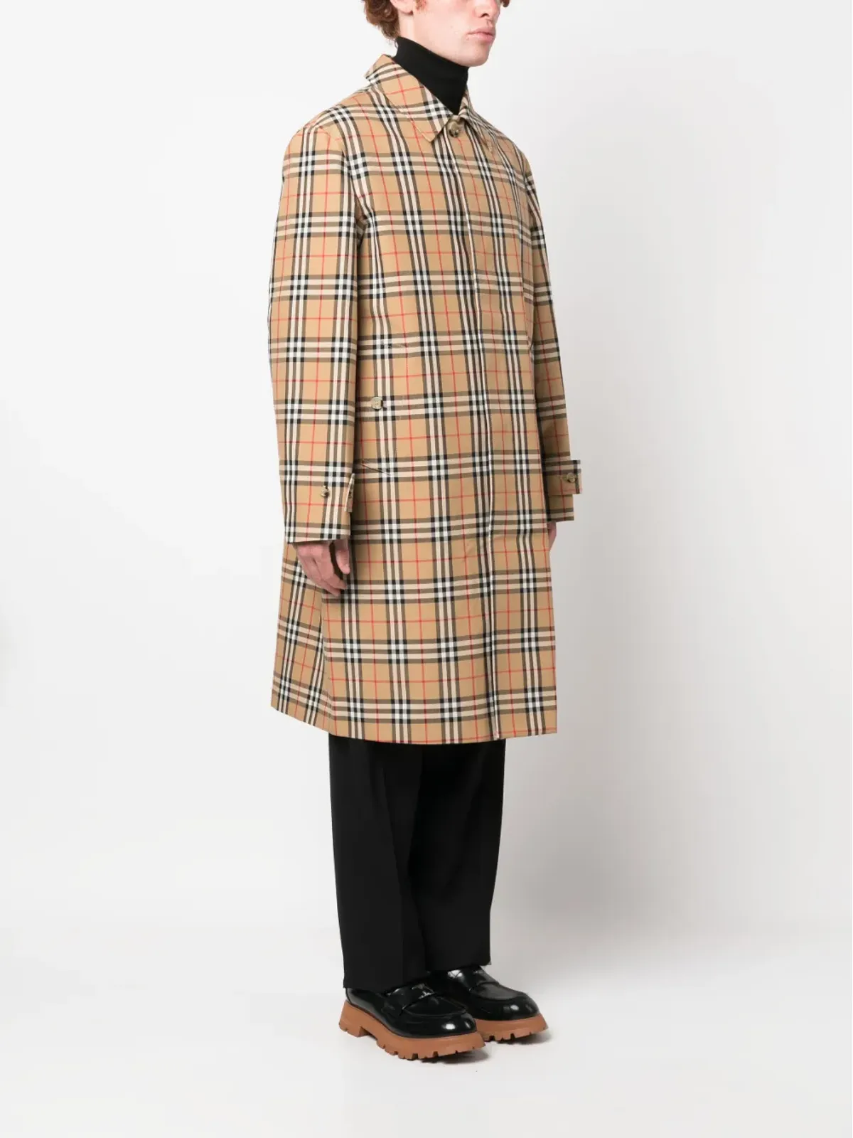 Burberry チェック柄コットントレンチコート - 画像3