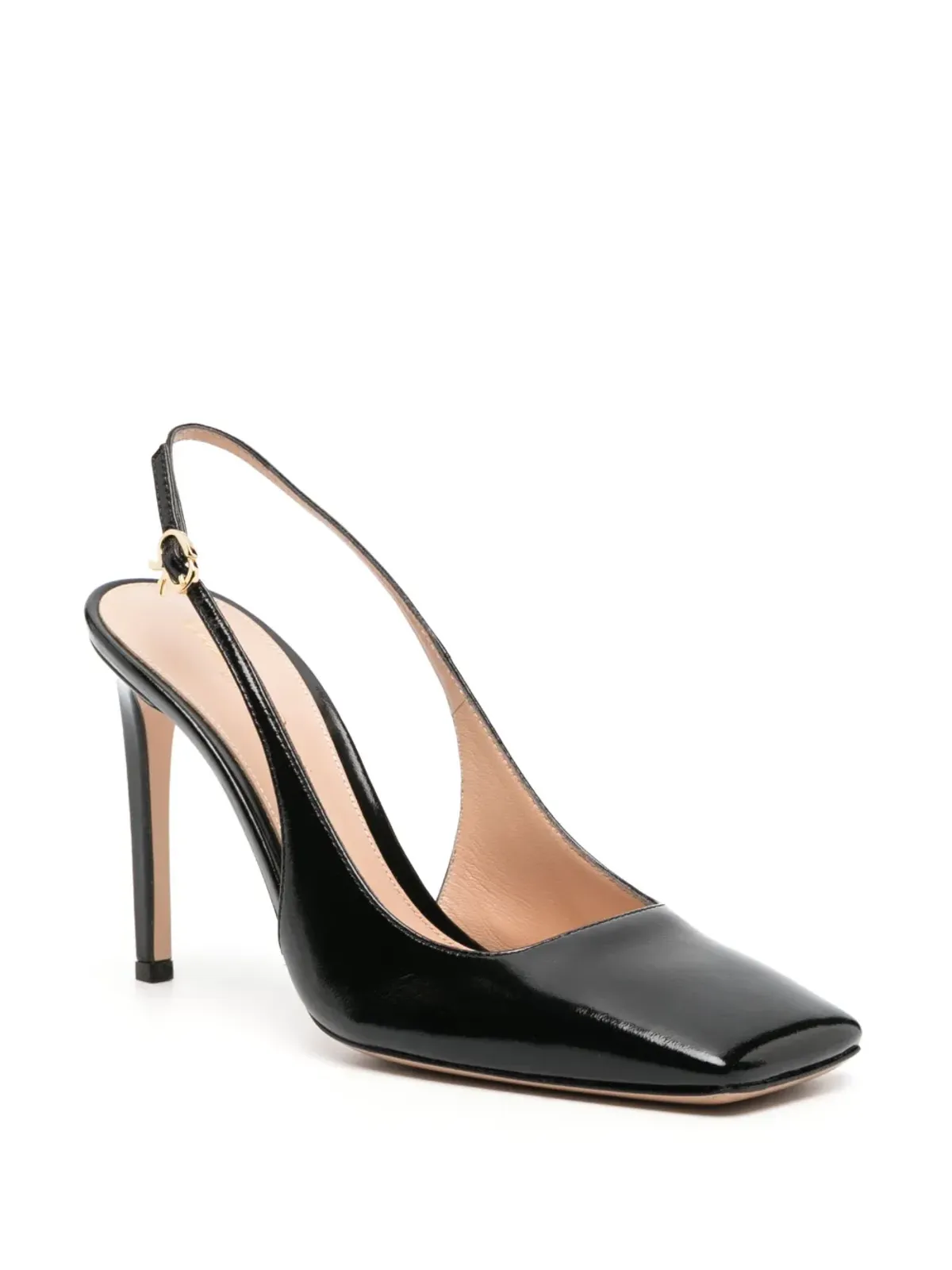 Gianvito Rossi 105mm パテントフィニッシュ スリングバックパンプス - ブラック - 画像2