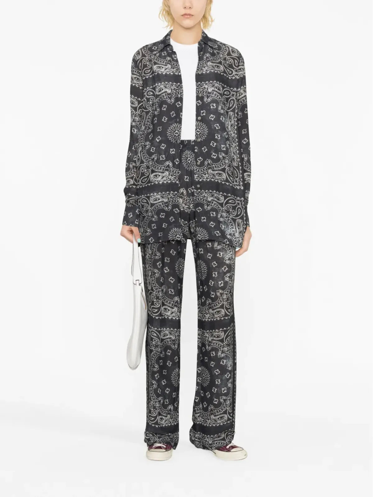 Golden Goose ペイズリープリント ワイドレッグパンツ グレー - 画像2