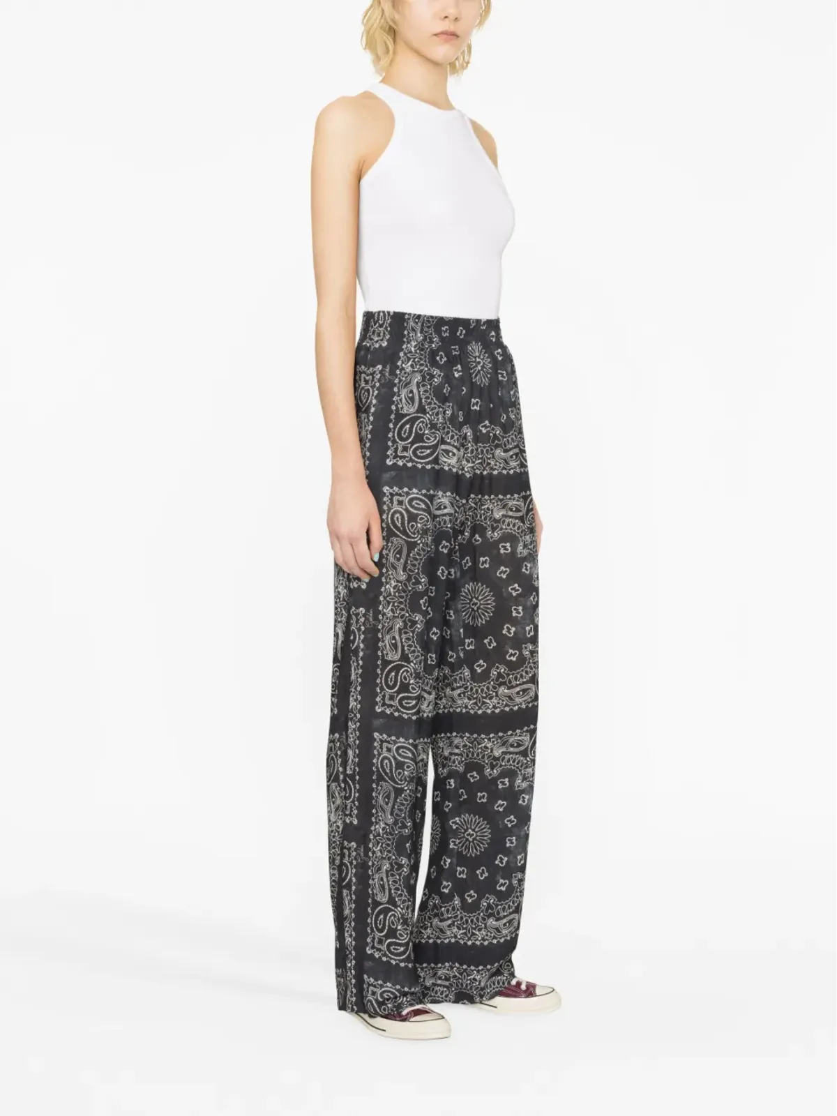 Golden Goose ペイズリープリント ワイドレッグパンツ グレー - 画像4