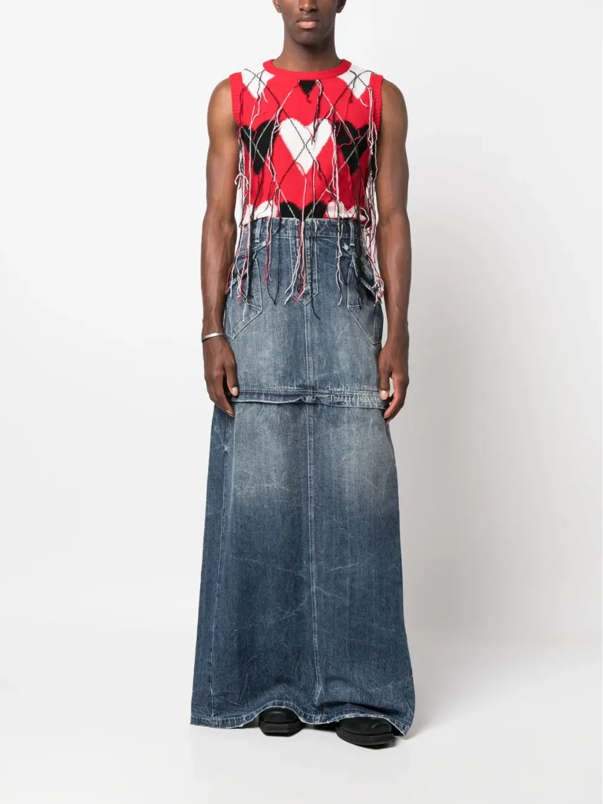 Martine Rose detachable washed denim skirt - Blue - 画像2