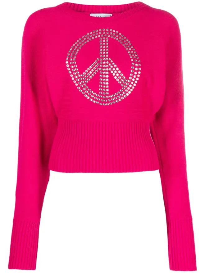 Moschino Jeans MOSCHINO JEANS ラインストーン付きクロップドニットセーターの商品画像