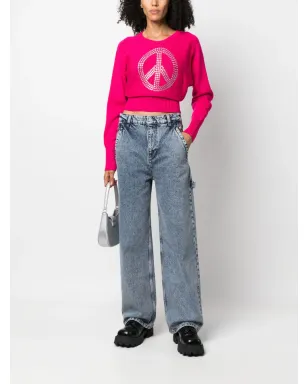 MOSCHINO JEANS ラインストーン付きクロップドニットセーター - サムネイル2
