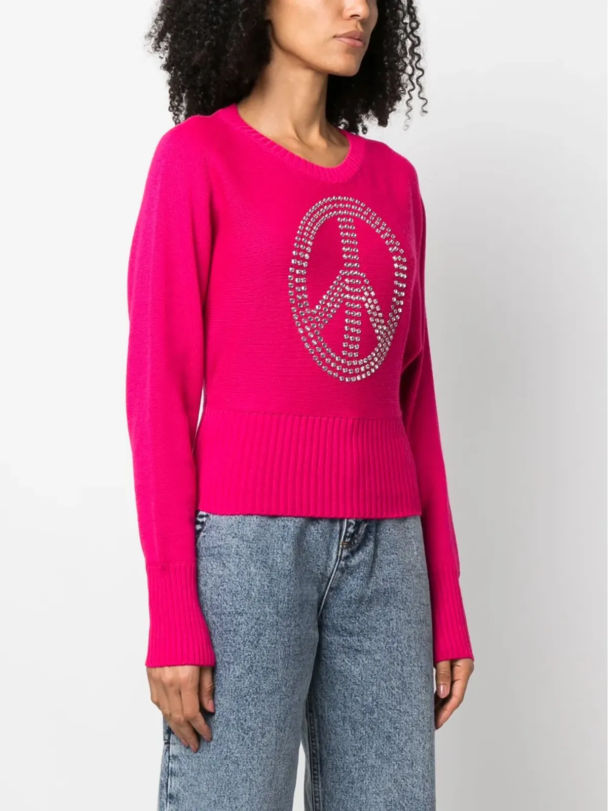 MOSCHINO JEANS ラインストーン付きクロップドニットセーター - 画像3