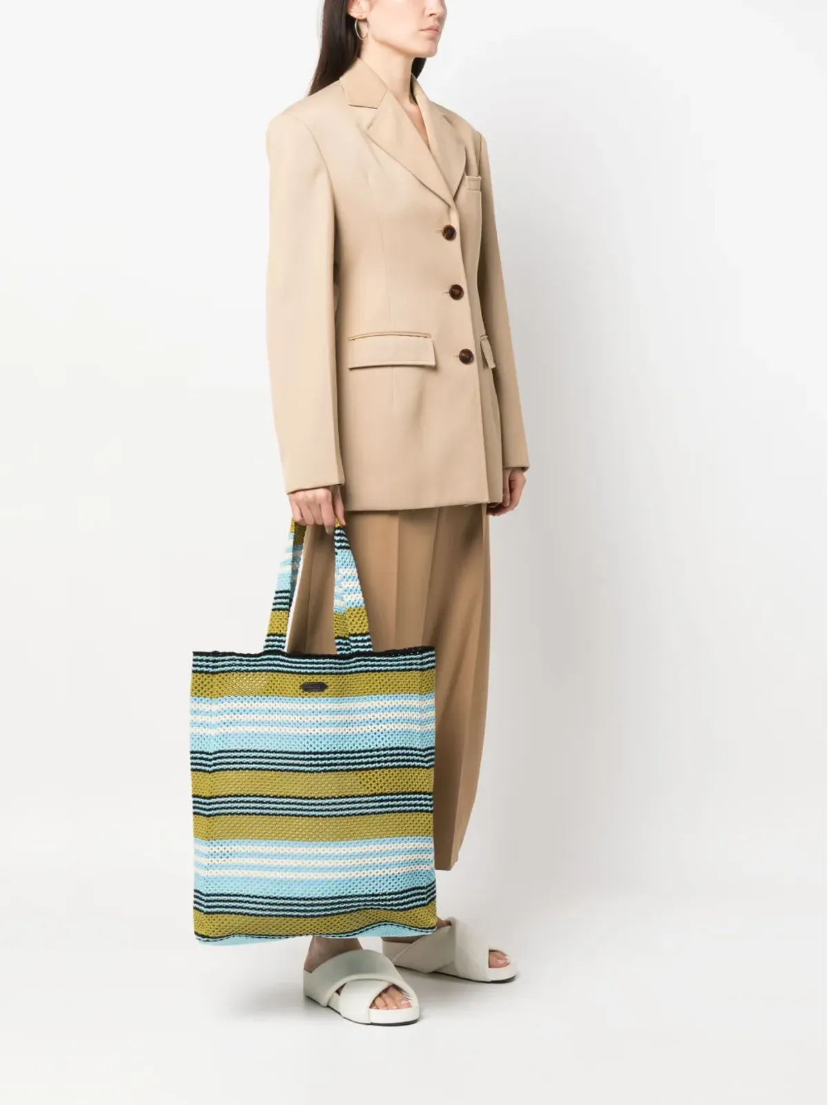 Lanvin ストライプコットン トートバッグ - 画像2