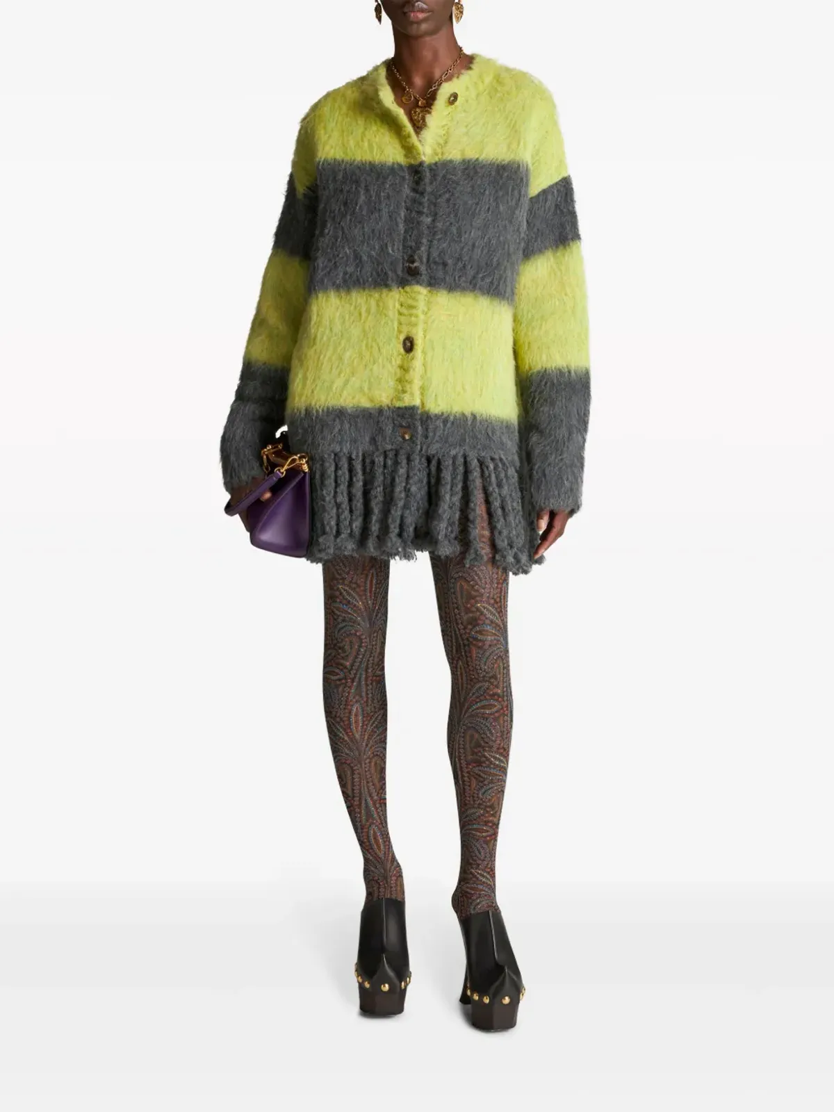 ETRO ストライプ柄 ブラッシュド カーディコート - 画像2