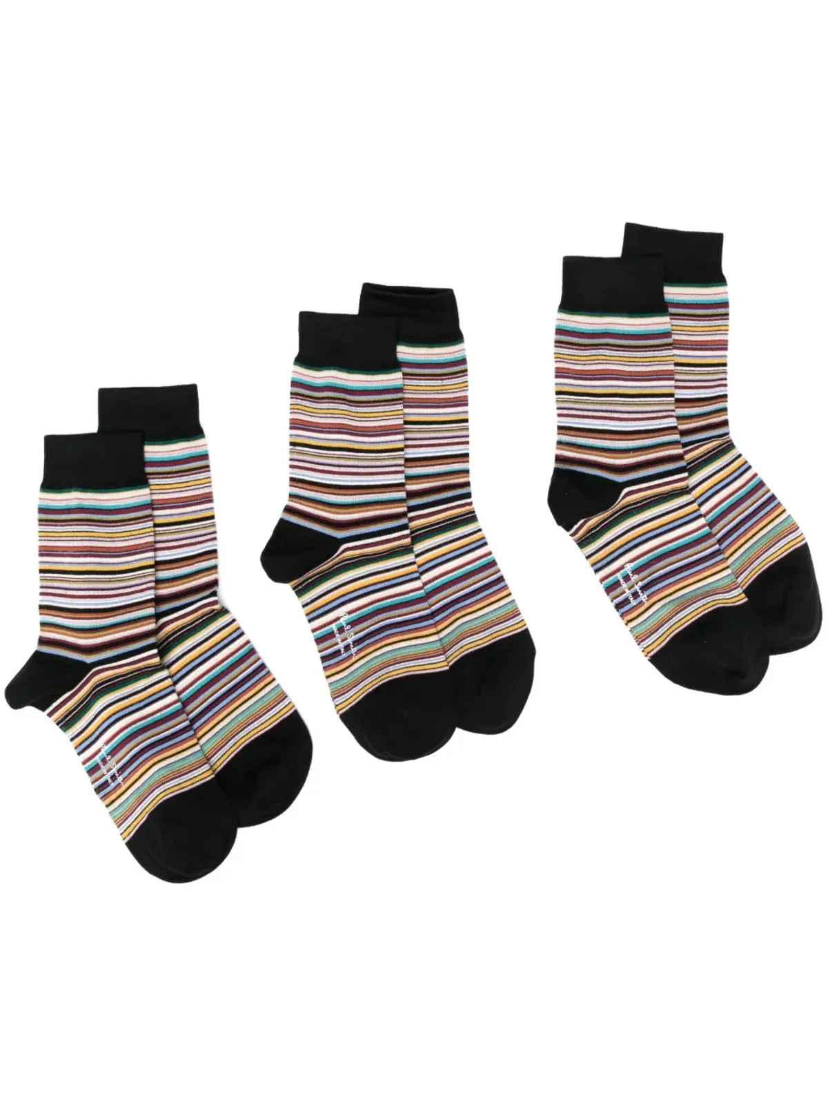 Paul Smith 編み込みニット・ストライプソックス（三足セット） - ブラック - 画像1