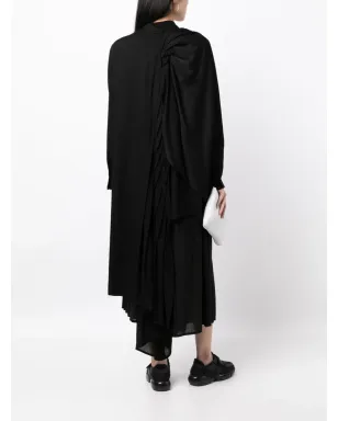Yohji Yamamoto プリーツ入りハイロー・ヘム シャツ ブラック - サムネイル2