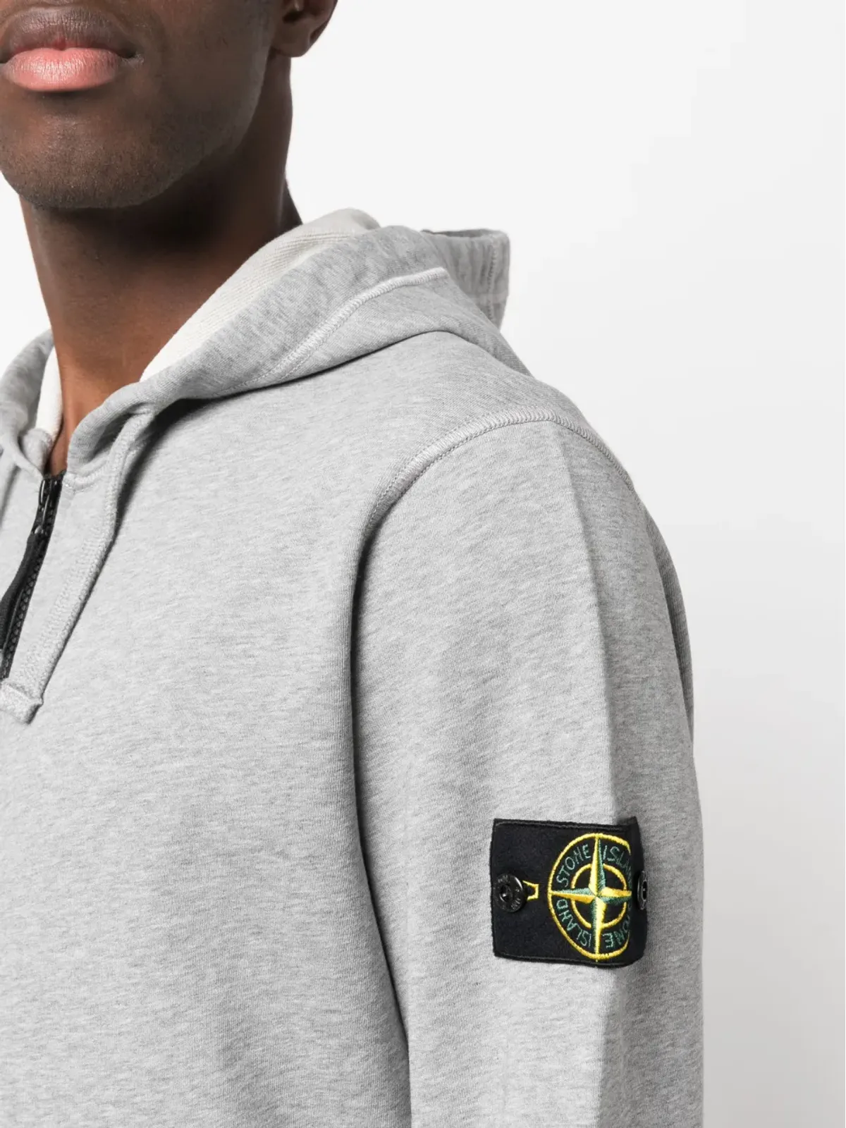 Stone Island コンパスモチーフ ドローストリング コットン フーディー - 画像5
