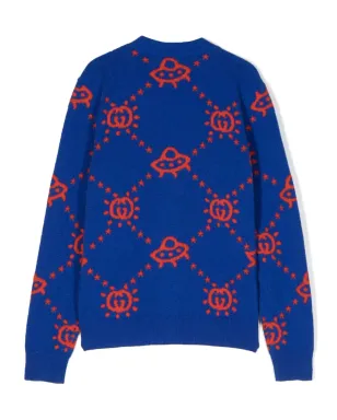 Gucci Kids インターロックGパターン ウール カーディガン - サムネイル2