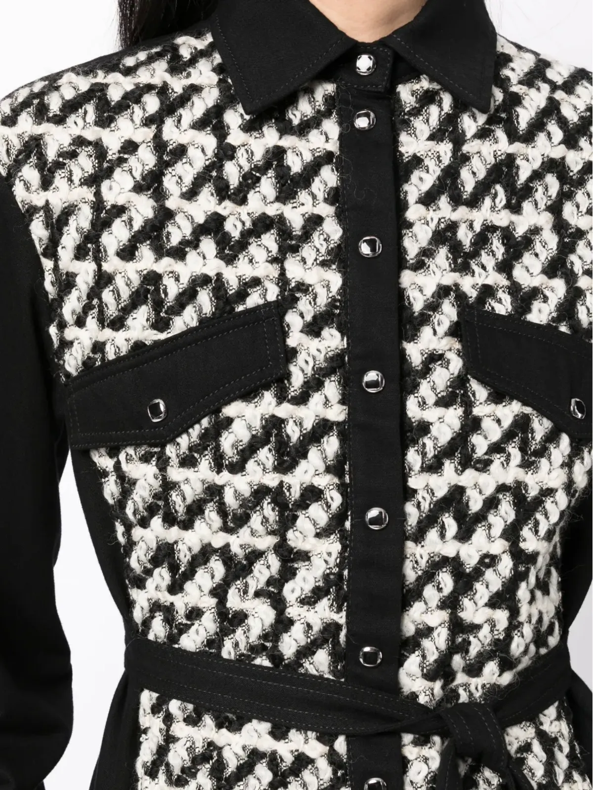 Del Core bouclé tied-waist shirt - Black - 画像5