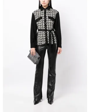 Del Core bouclé tied-waist shirt - Black - サムネイル2