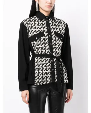 Del Core bouclé tied-waist shirt - Black - サムネイル3