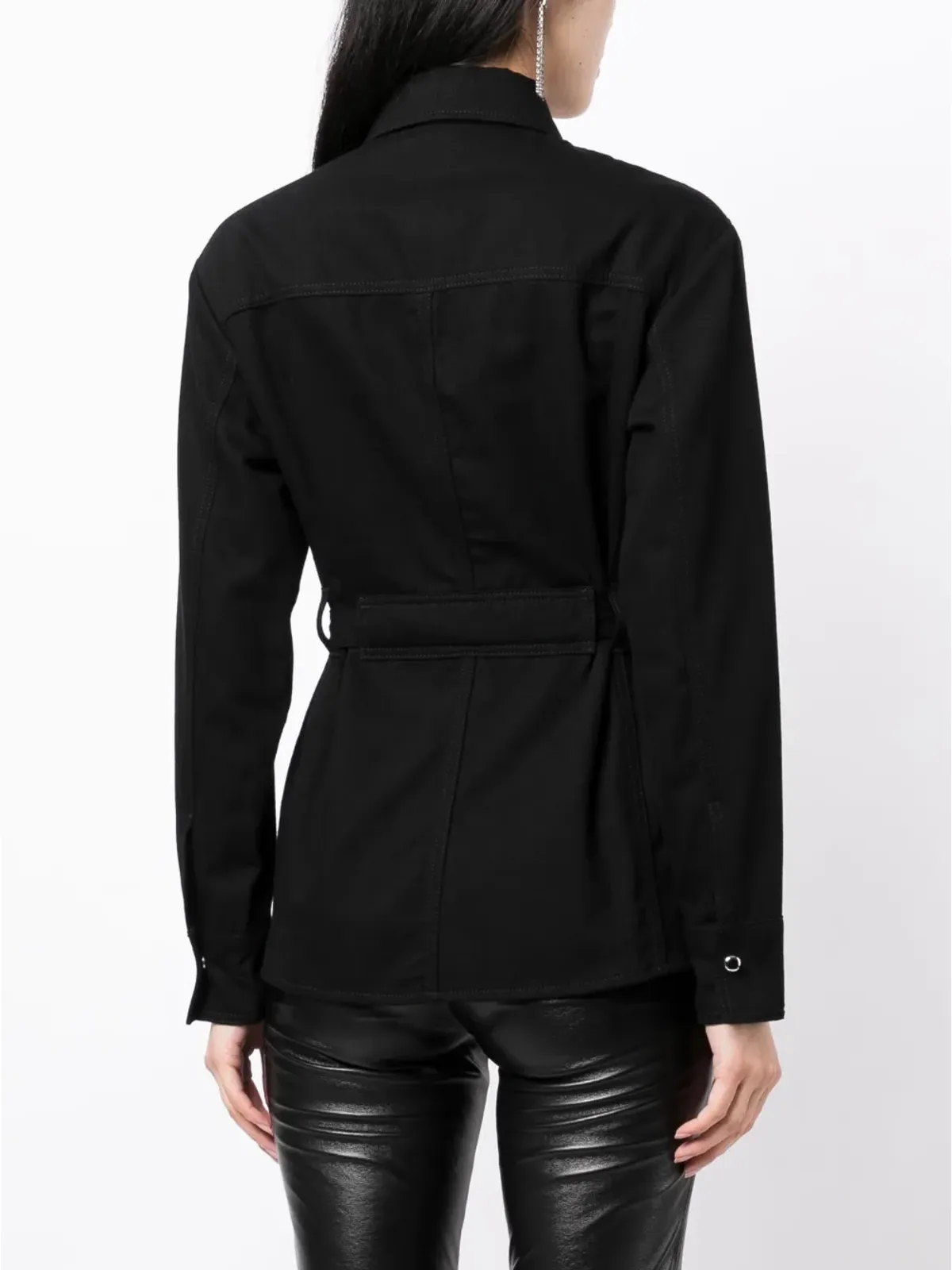 Del Core bouclé tied-waist shirt - Black - 画像4