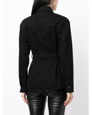Del Core bouclé tied-waist shirt - Black - サムネイル4