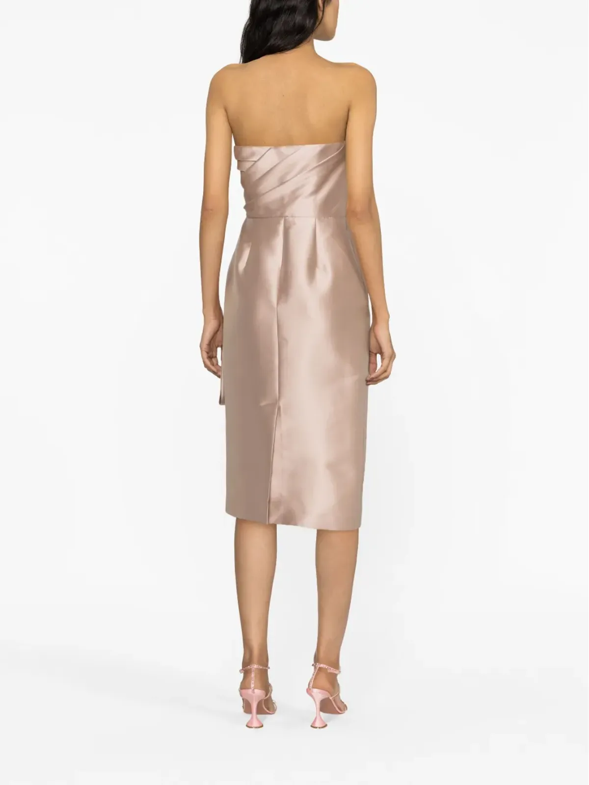 Alberta Ferretti ストラップレス ドレープ ミディドレス - 画像4