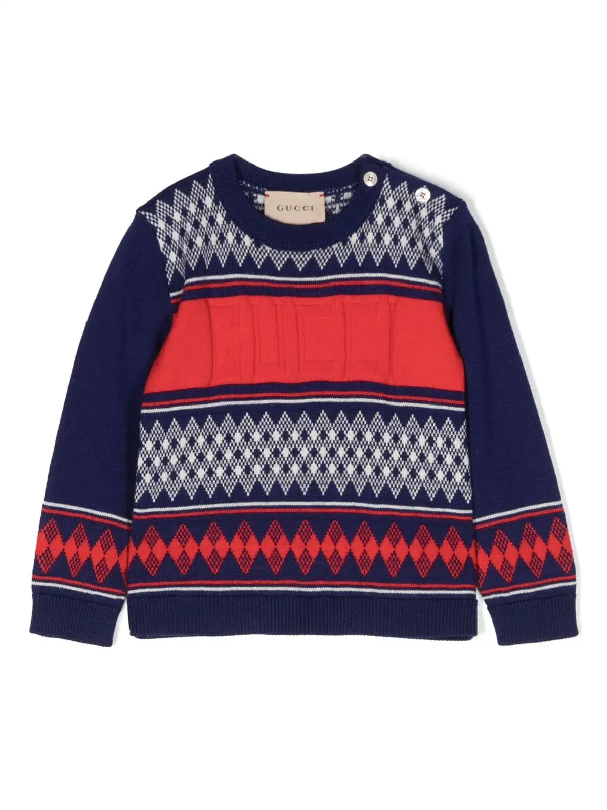 Gucci Kids パターンジャカード ウール ジャンパー - 画像1