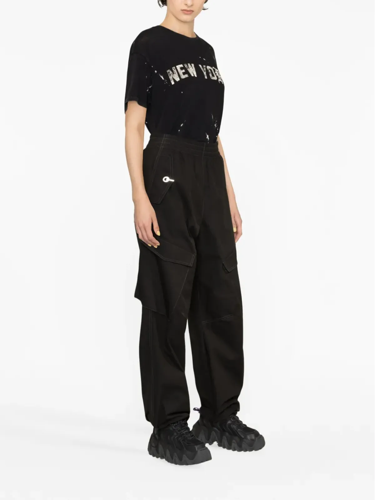 R13 ペイントスプラッターTシャツ - ブラック - 画像4